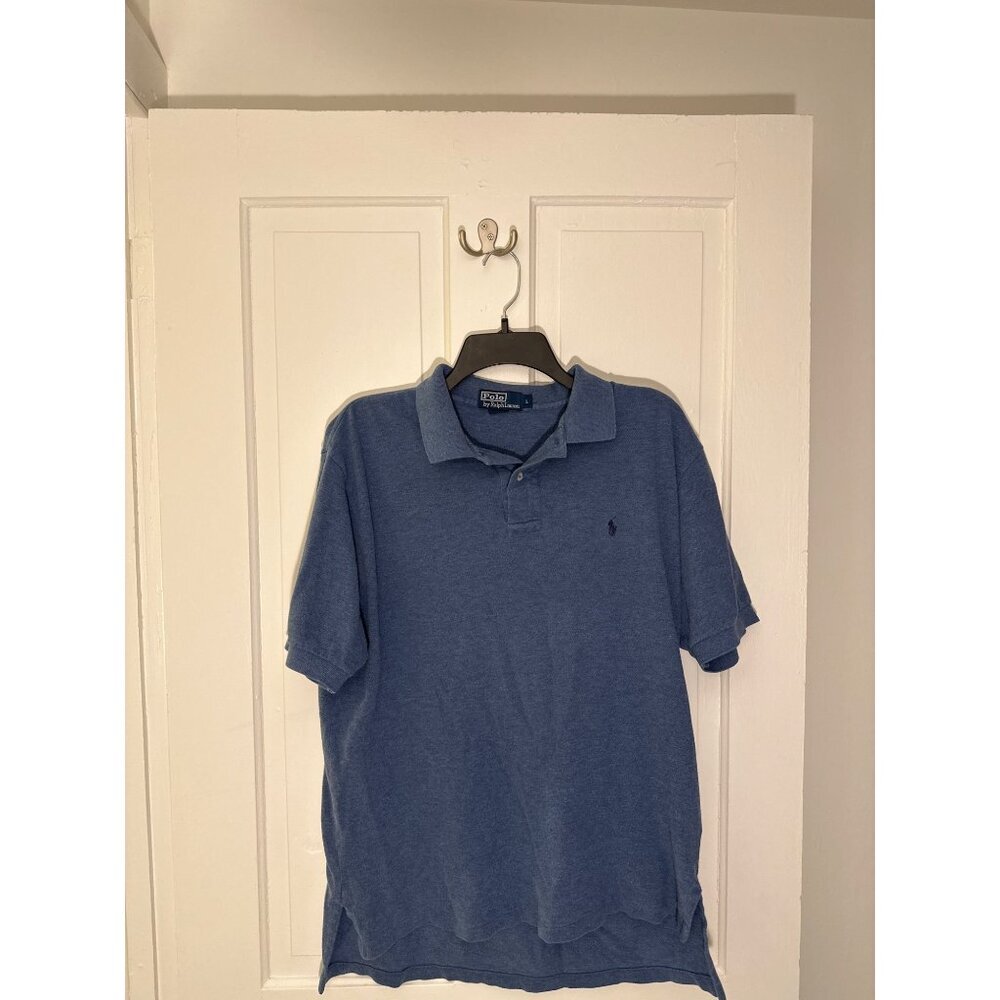 Polo By Ralph Lauren Mens Blue Short Sleeve Polo Shirt Size L Cotton